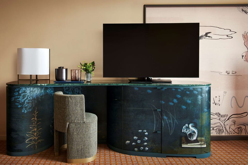 Settle in for movie nights with sleek console styling.