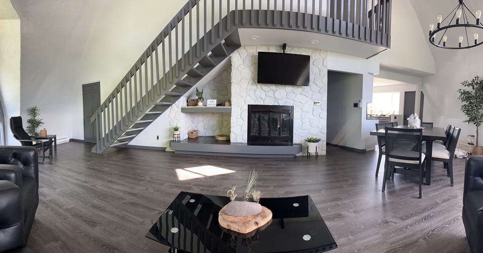 Open concept living and dining room