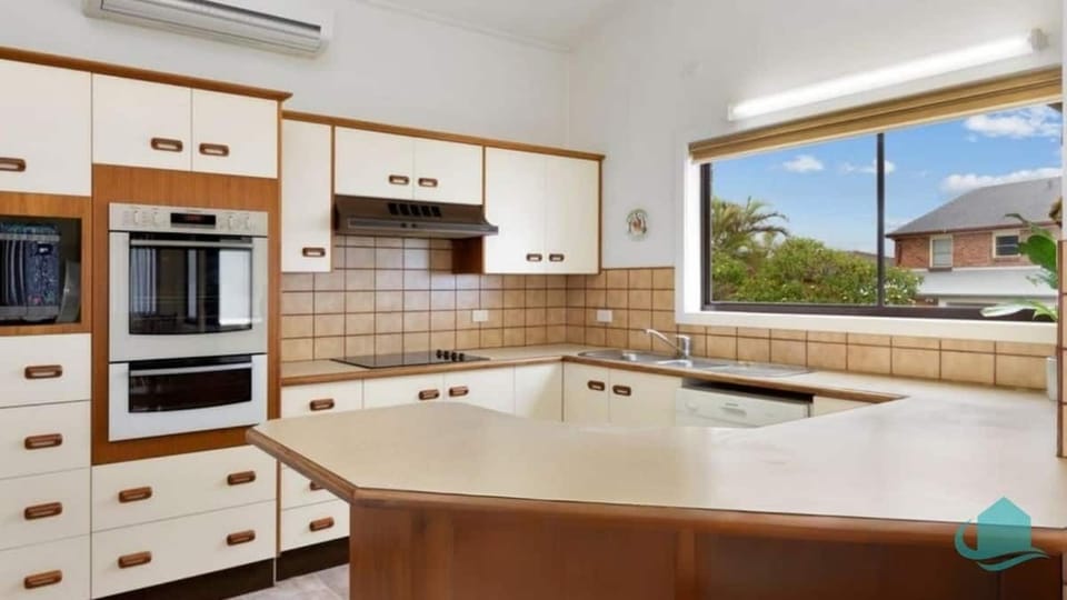 Kitchen with wall oven