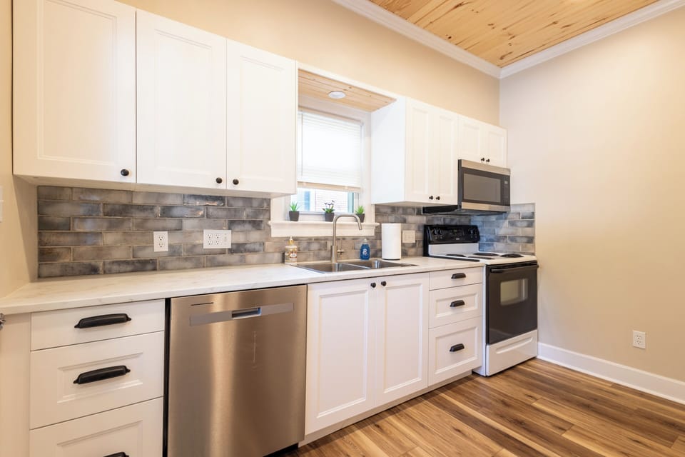 Fully stocked kitchen for all of your meals in.