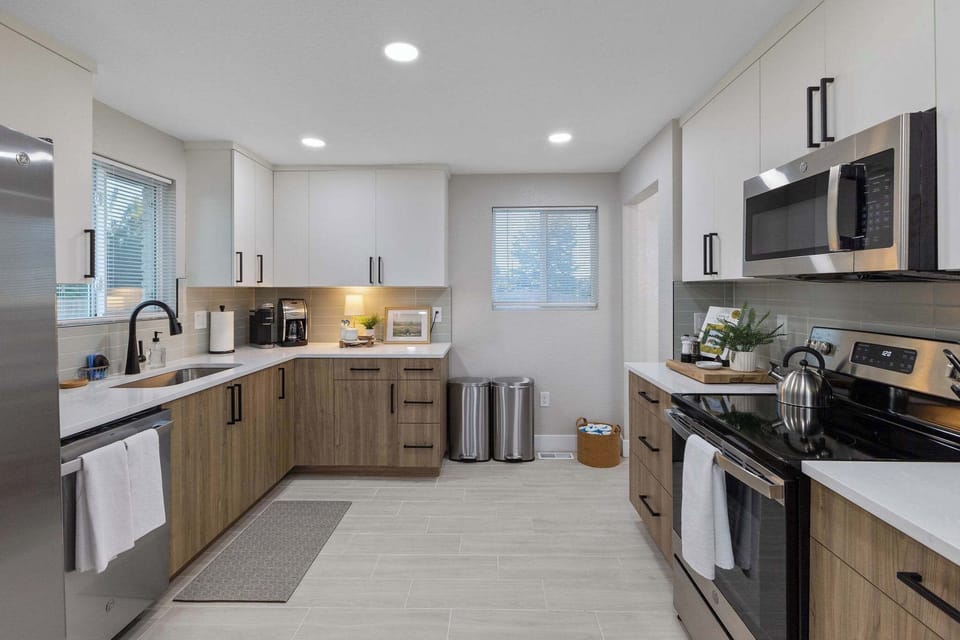 Cook a delicious meal in the upgraded kitchen.