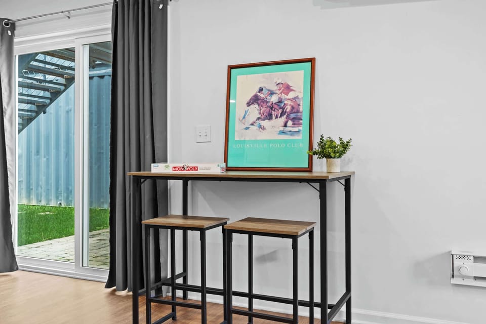 Living Room: Enjoy modern comforts in the eco-friendly ambiance of our home