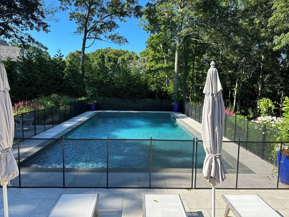 Gunite pool with kids safety fencing