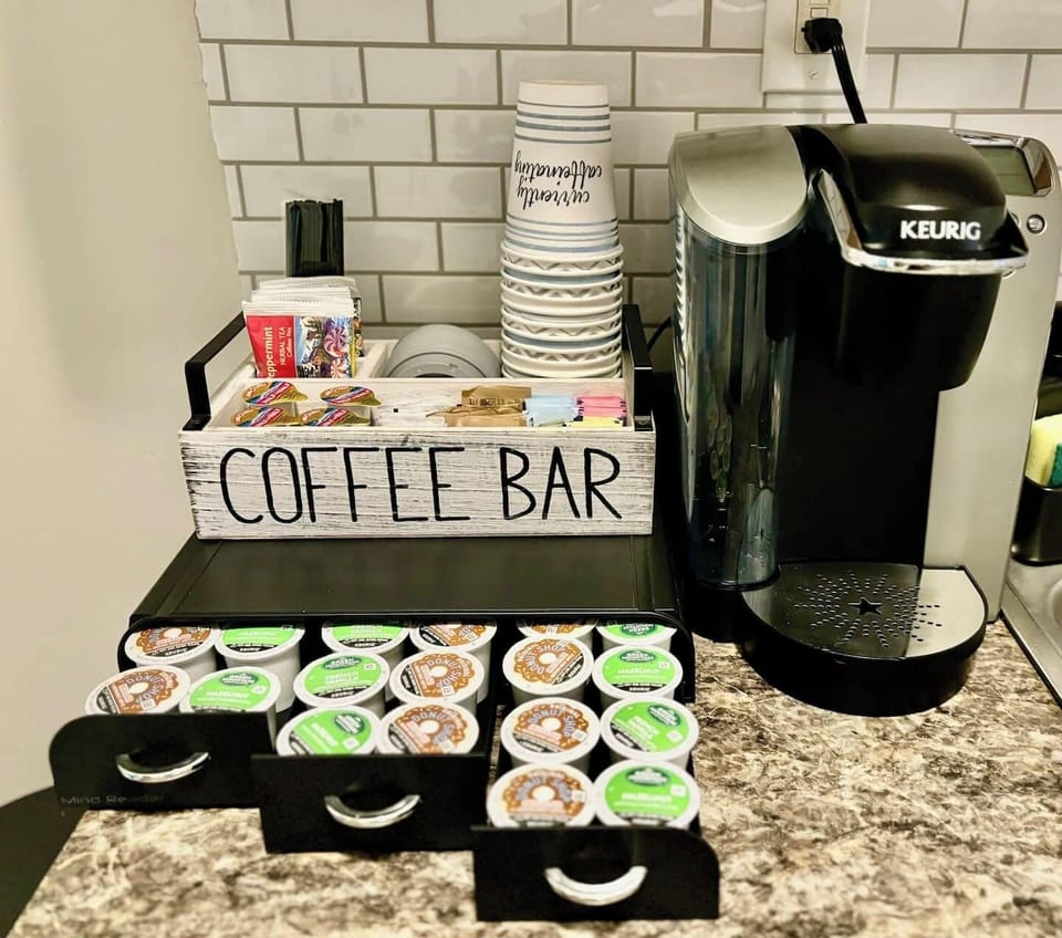 Coffee, creamer and sugar provided for your stay