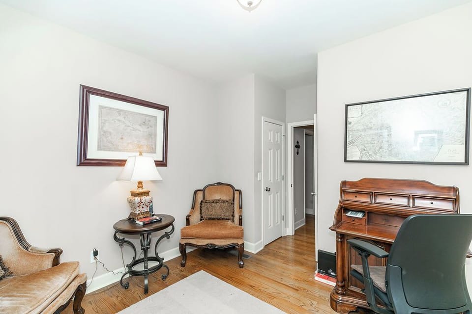 Comfortable main-level office—perfect for remote work or quiet reading time.