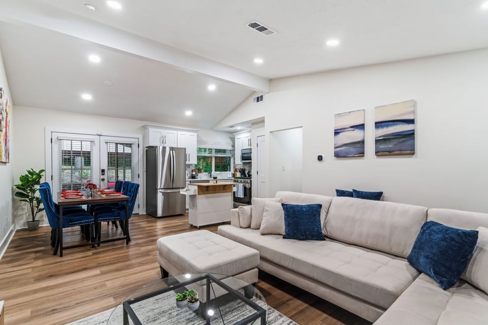 Open floor plan concept including living room, living room, and kitchen