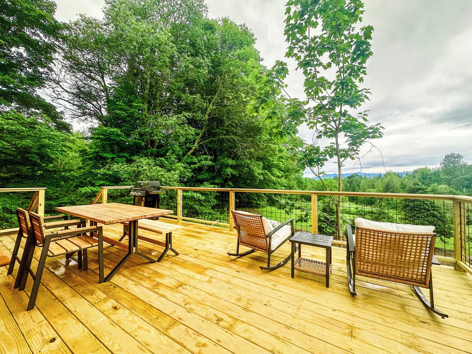 Watch sunset over the mountains on the back deck