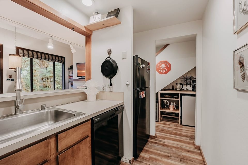 Indoors, Refrigerator, Sink, Sink Faucet, Hardwood