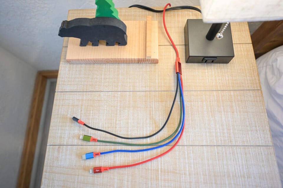 📱 ⚡️ Charging cables so your phone is at full power when you wake up.