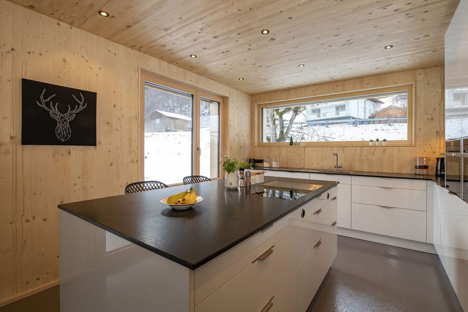 Kitchen at Haus Valtellina in St. Gallenkirch in Montafon.
