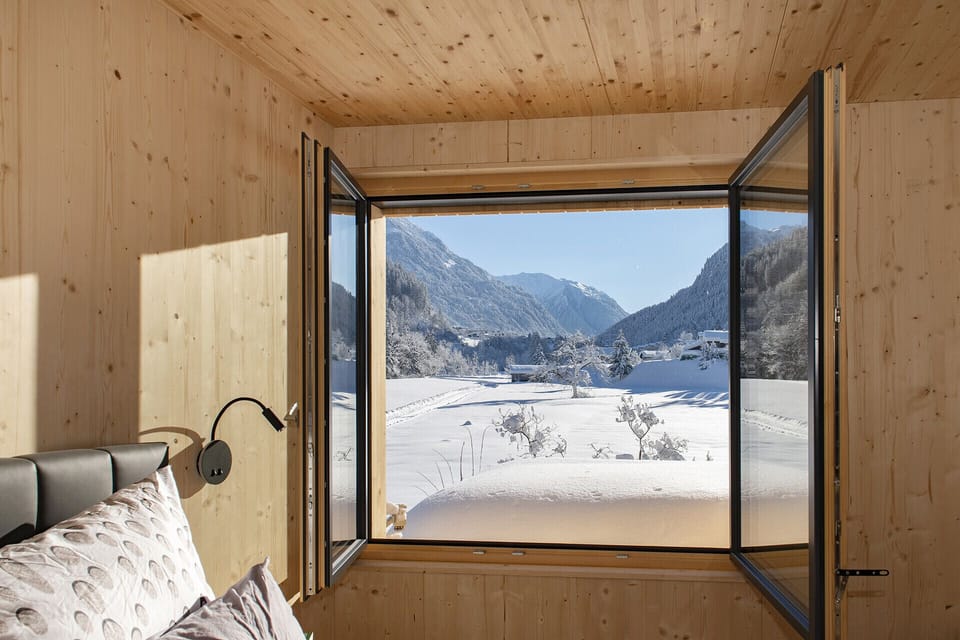 View from the bedroom in Haus Valtellina in St. Gallenkirch in Montafon.