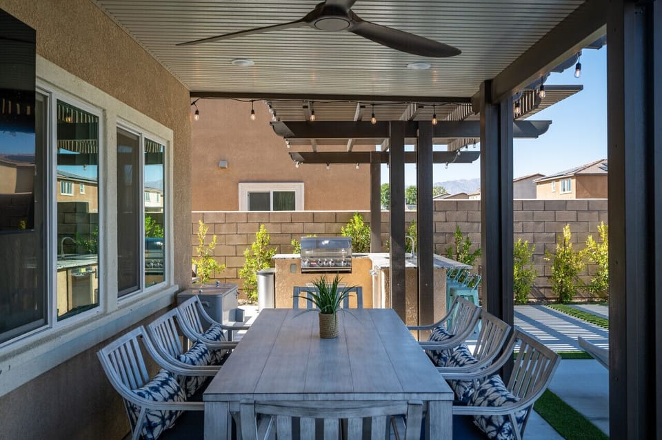 Backyard: newly renovated pool, spa, bbq grill, and fire pit built in 2024