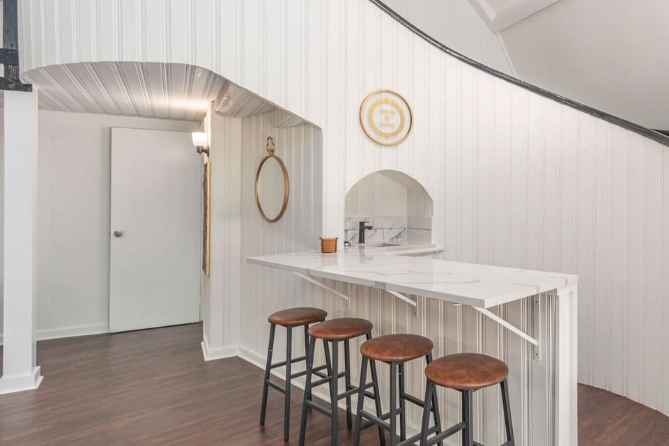Elevate your beverages at this classic wet bar.