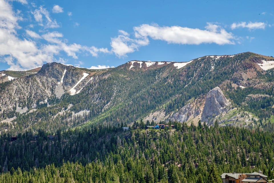 Deck overlooking Sherwin Mountains and Mammoth Rock