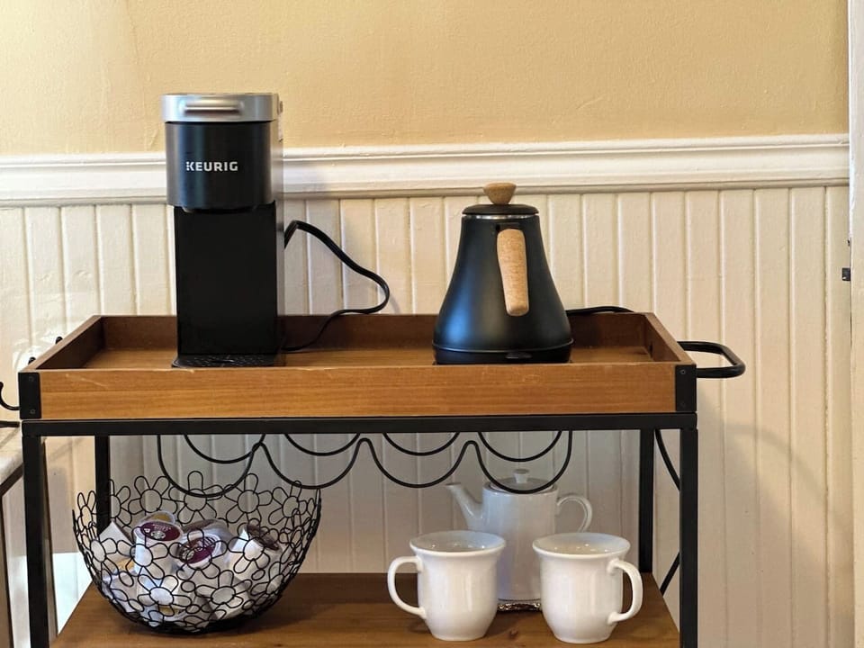 Enjoy a cozy corner with a coffee cart