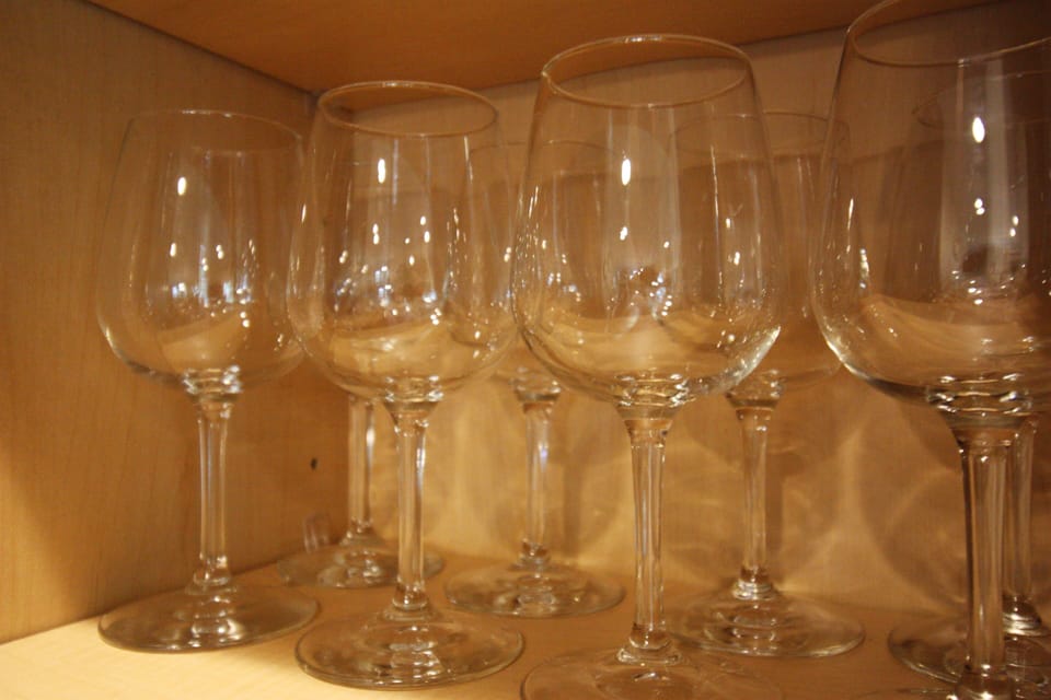 Wine gasses available for you to unwind with your favorite bottle of wine. 
