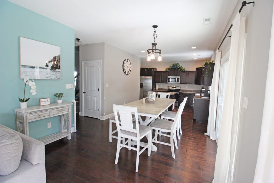 Open dining room and kitchen