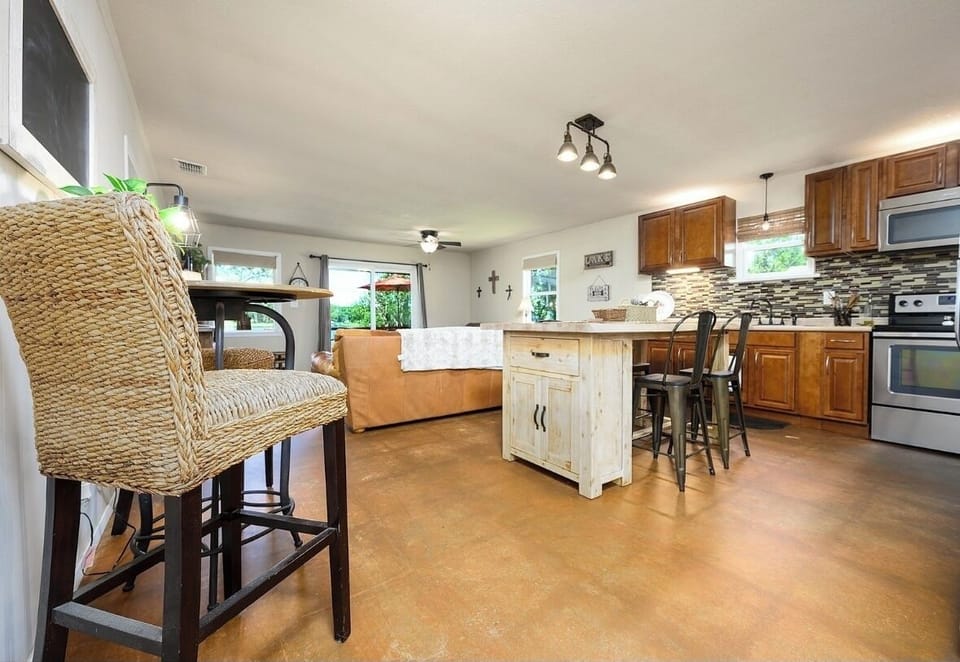 View from the front door. Open kitchen and living area.