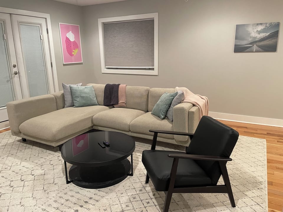 Spacious living room with comfortable sectional sofa