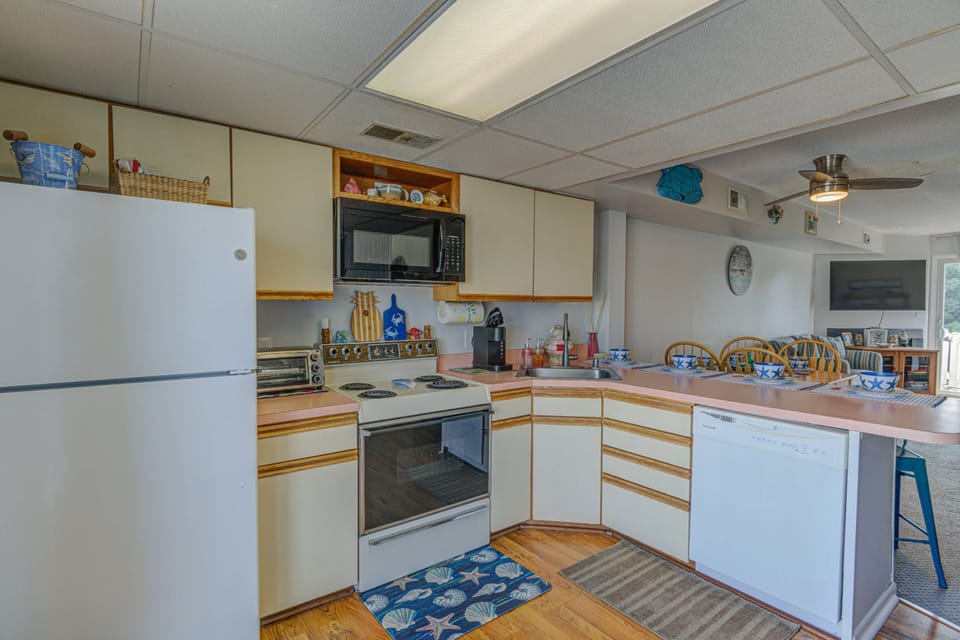 Cook up the catch of the day in the fully stocked kitchen