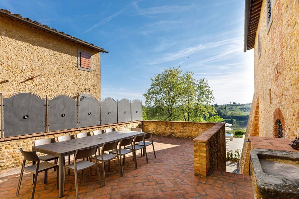 Wonderful terrace of the beautiful villa for rent in the Chianti area.