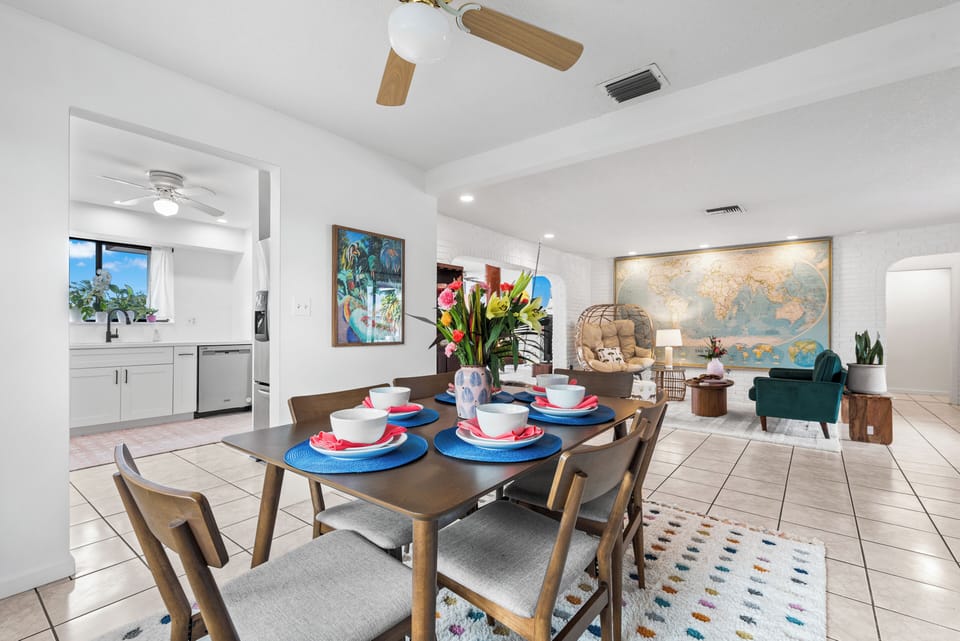 The kitchen is steps away from the dining area