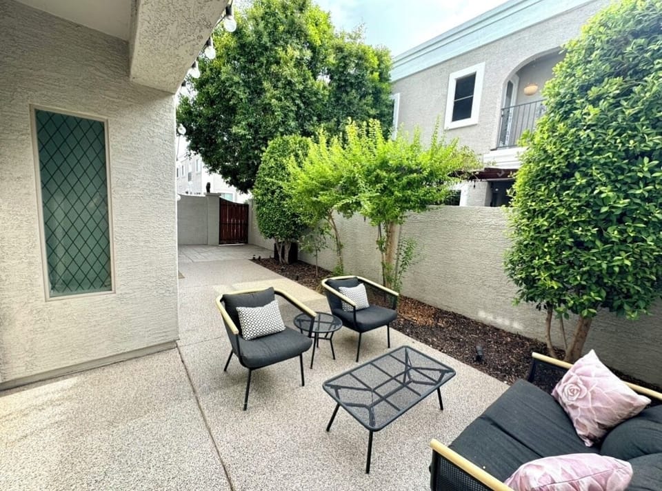 Spacious patio with access from office