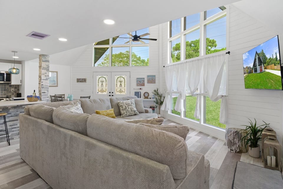 Open living to dining room and kitchen