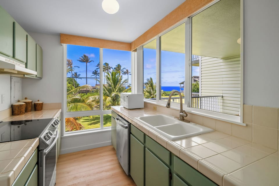 With its open layout and inviting atmosphere, our island-style kitchen is the perfect spot to gather, cook, and savor the flavors of your vacation.