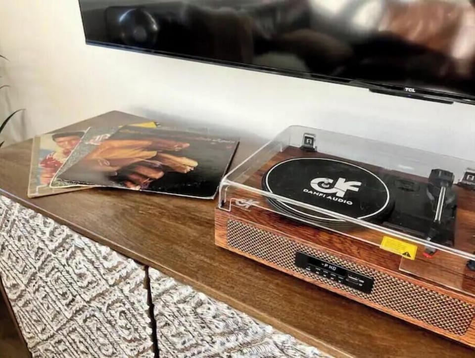 bluetooth speaker and some fun records
