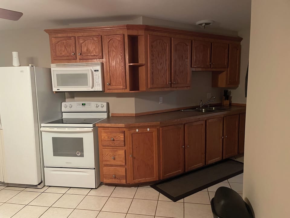 Large kitchen has all amenities