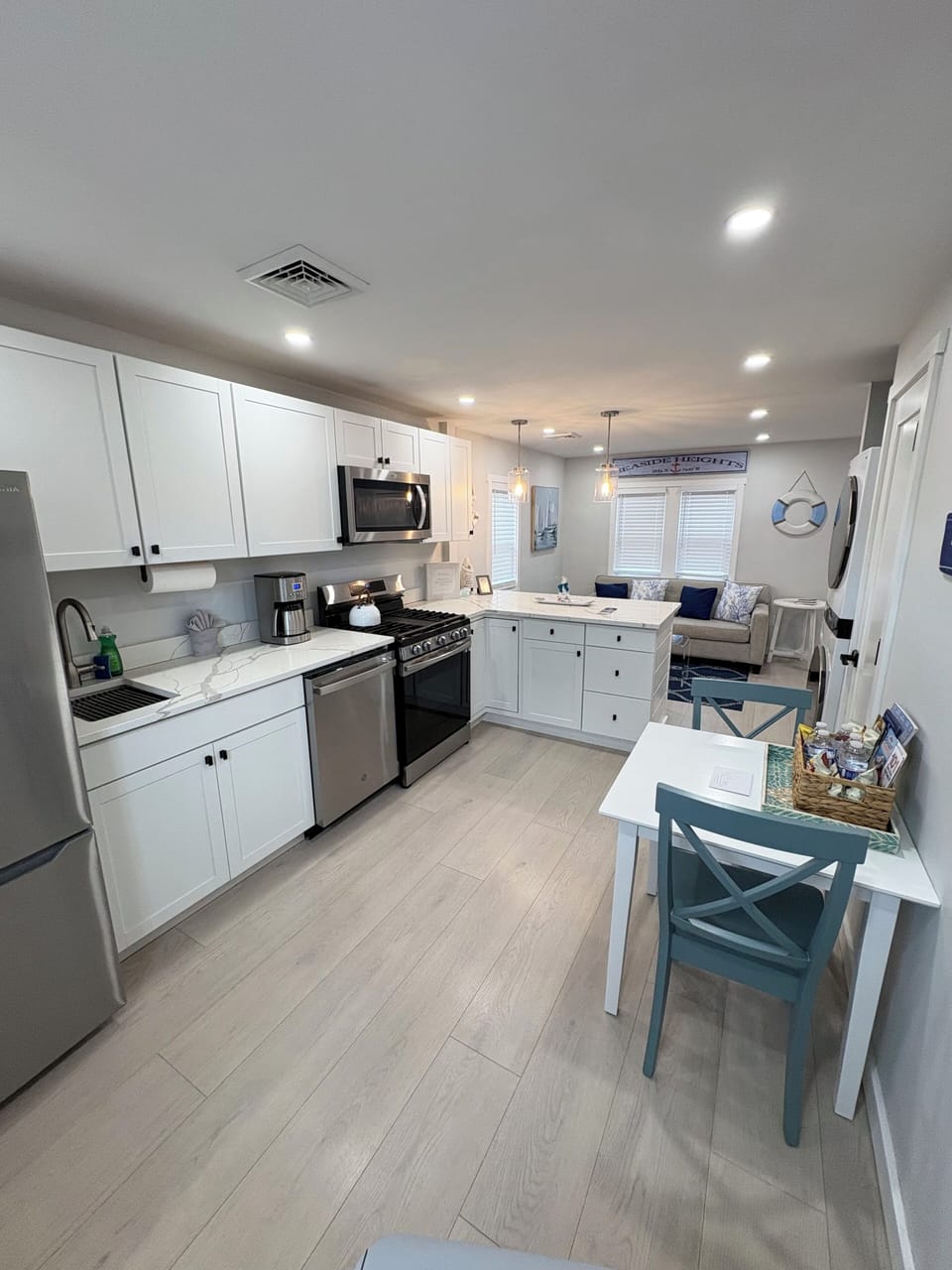 Kitchen. Dining room table for 2. Kitchen counter island seats 4 people. 