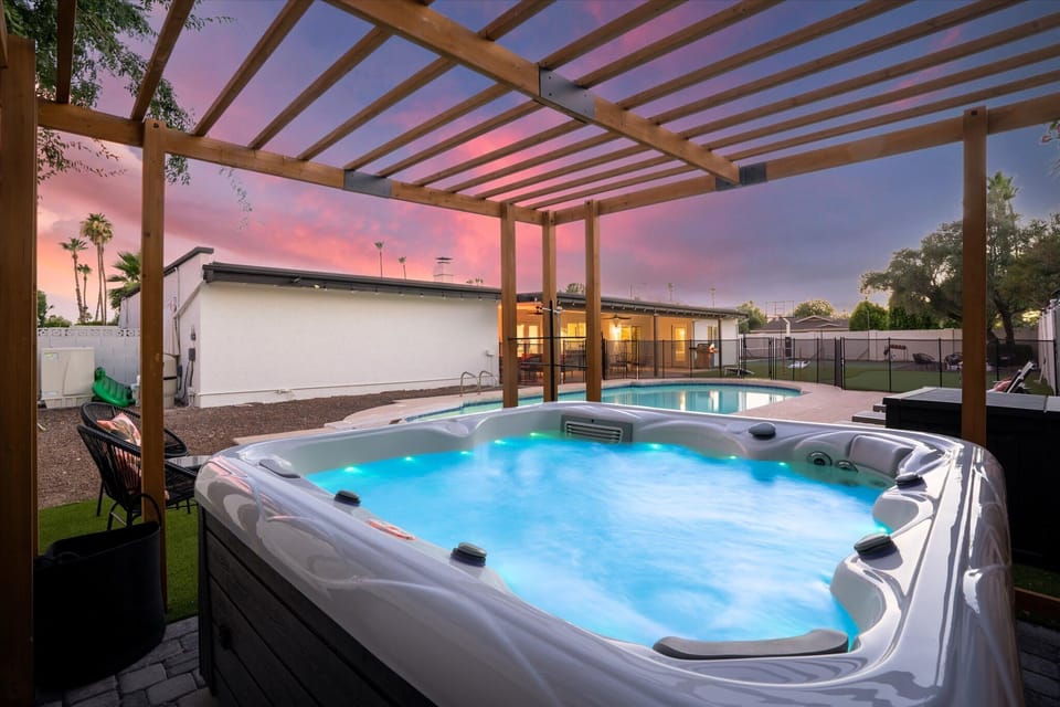 Indulge in our hot tub with a view that complements relaxation