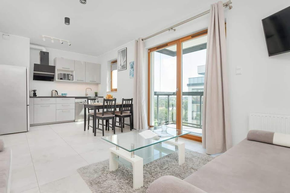 Living area with dining table.