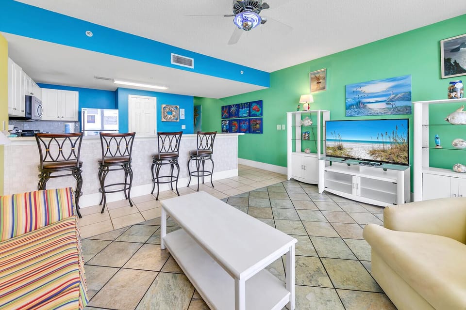 Living room with flat screen TV