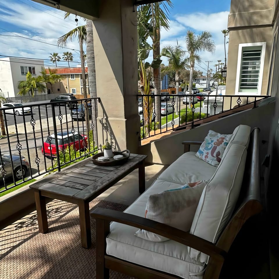 Private balcony provides a comfortable place to lounge.