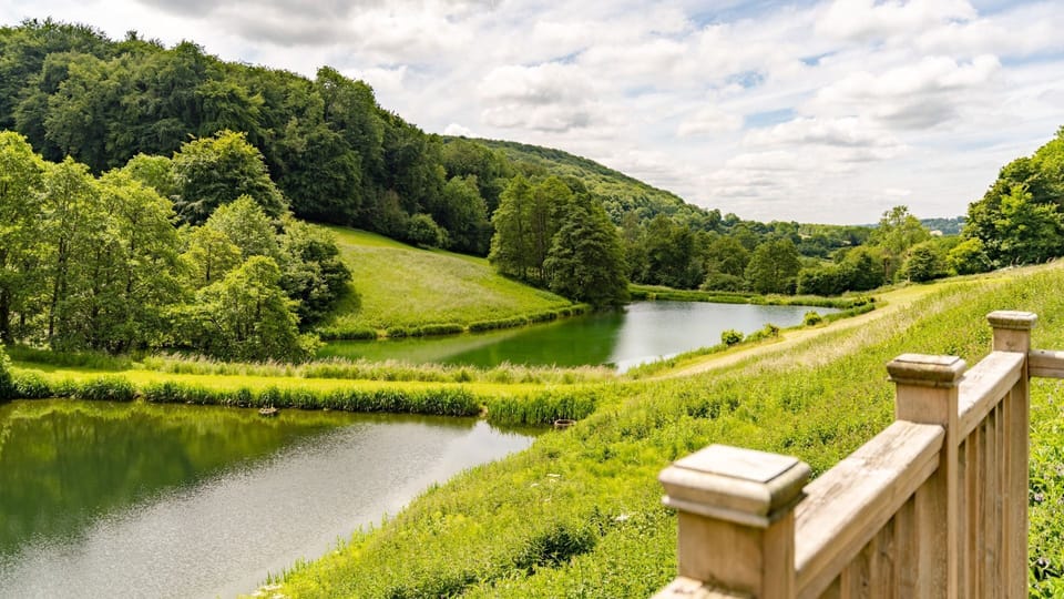 View of the scenic valley from Lakeside Cottage