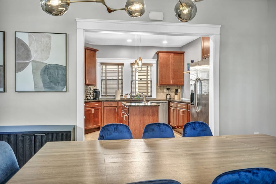 The spacious dining room and modern kitchen work together beautifully, offering both style and functionality for everyday living.