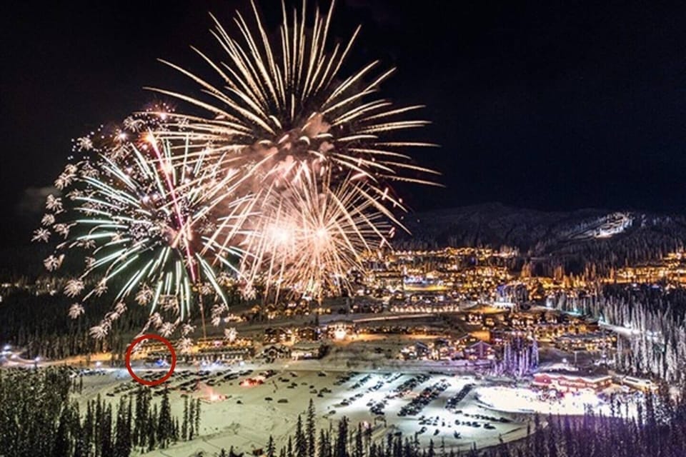 The best view on the mountain to watch the Saturday Night Firework show (winter)