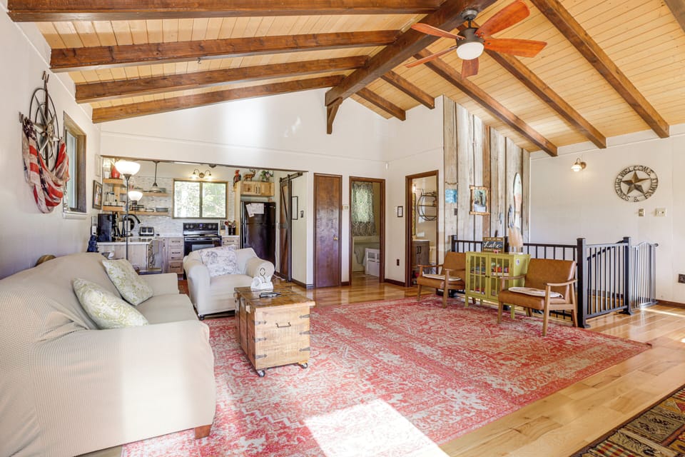 Living Room | 2-Story Cabin | Sleeper Sofa | Open Floor Plan | Pack 'n Play