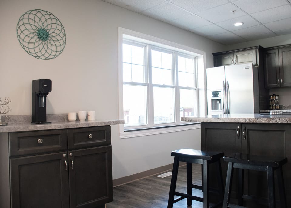Make coffee then enjoy it on the patio with a view of the pond. 