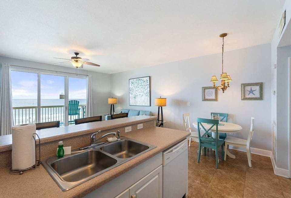 All the family can hang out together in the den and kitchen space