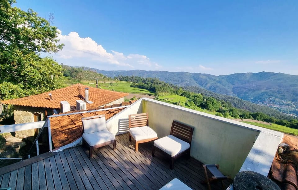 Leisure area with mountain views in holiday accommodation in Gerês