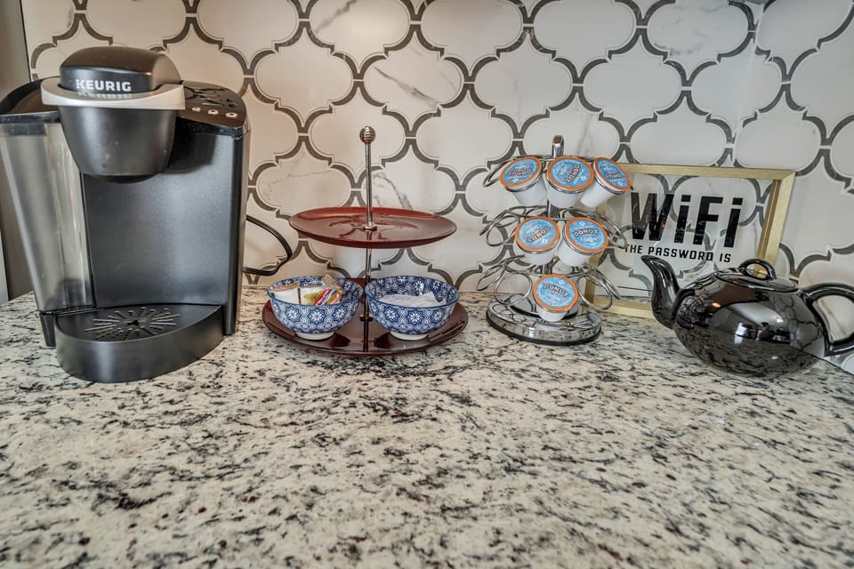 Coffee Station w/ Pods, Cream, & Sugar Provided