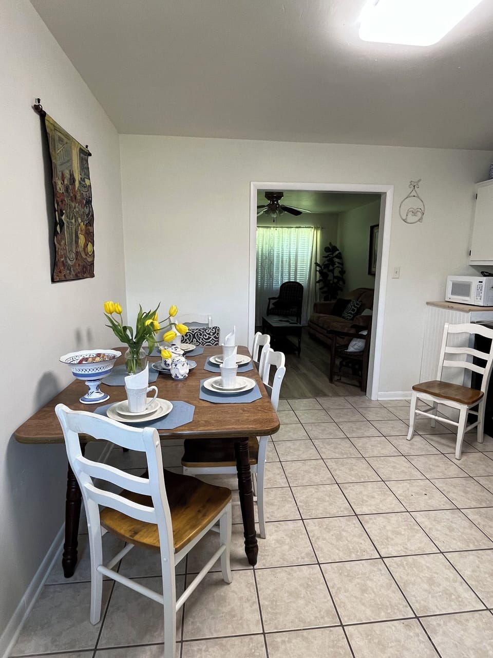 Dine in kitchen. 6 chairs available, optional table setups.