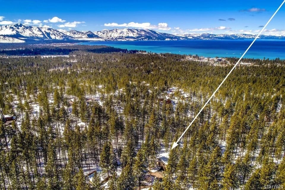 Aerial View of the house in relation to Lake Tahoe