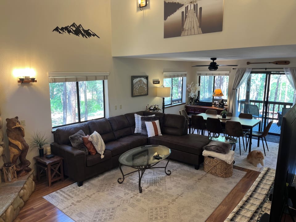 Living room with high ceilings 