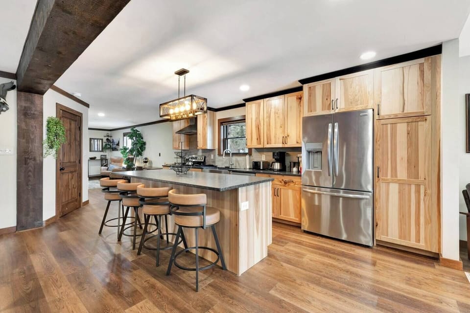 Open living, kitchen, and dining space