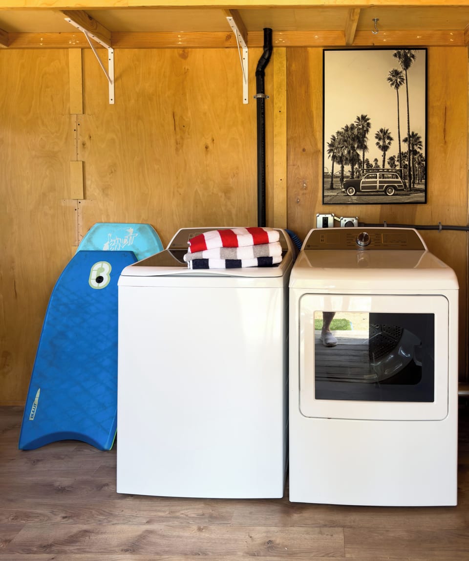 Guest house laundry and storage room.  