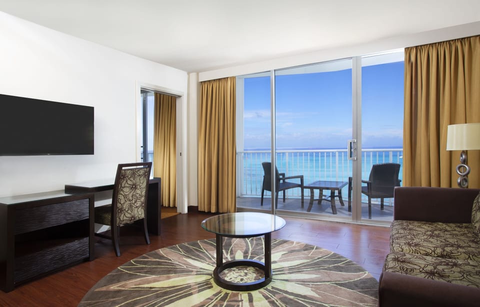 Unwind in the airy lounge with sweeping ocean views.